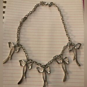 Elegant Silver Bow Necklace